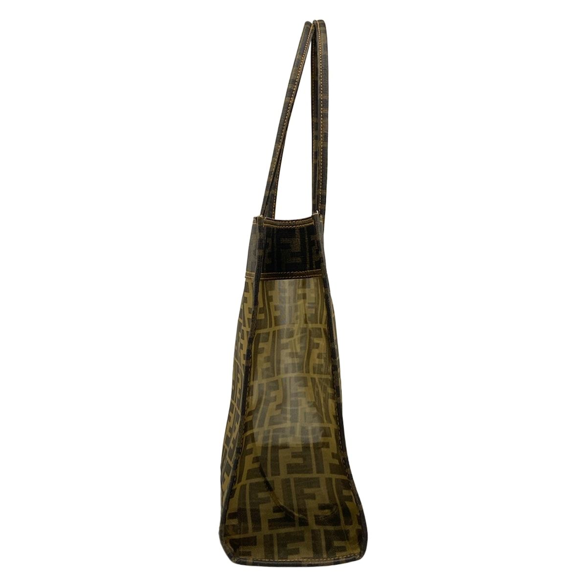 Fendi Tote Zucca Pattern Dark Brown Light Mesh — view 2