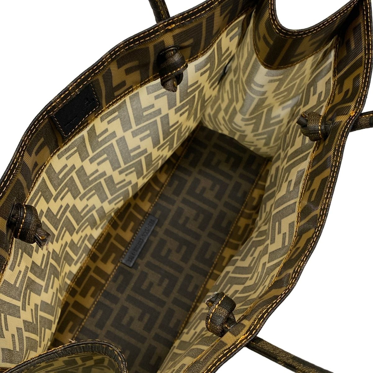 Fendi Tote Zucca Pattern Dark Brown Light Mesh — view 7
