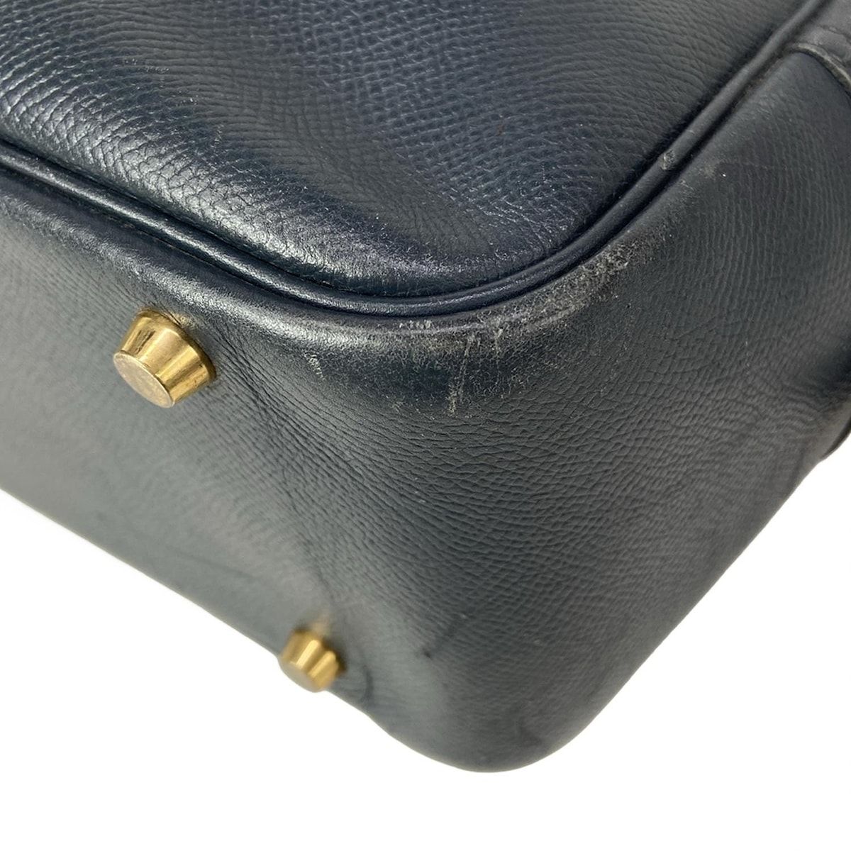 Hermes Handbag Plume 32 Dark Navy Gold — view 6