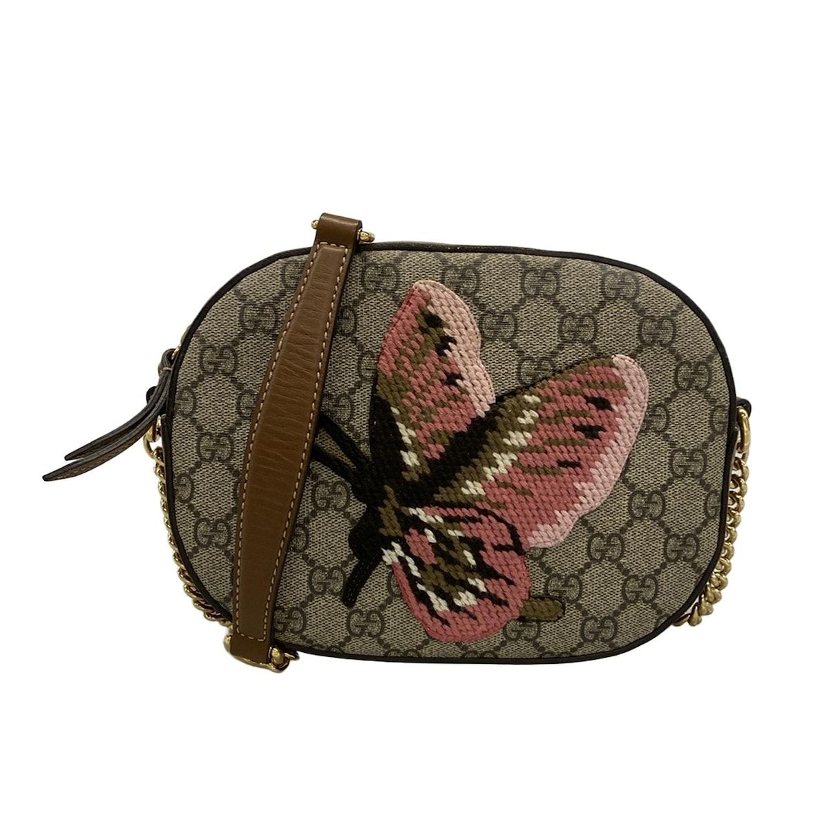 Gucci Shoulder Bag S-veneer Collection Beige Brown Multi Chain Hong Kong Macau
