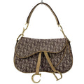 Dior Double Saddle Bag Ivory Dark Brown Beige Leather
