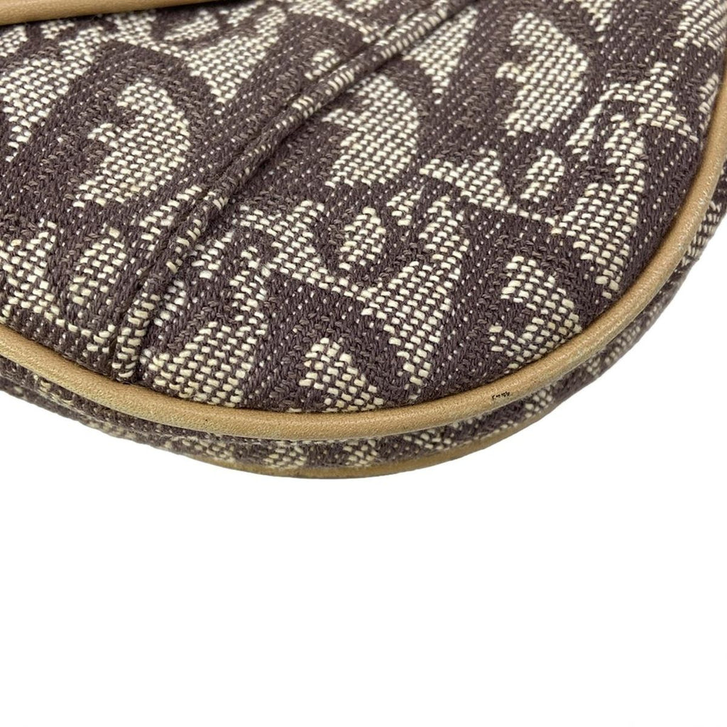 Dior Double Saddle Bag Ivory Dark Brown Beige Leather — view 6