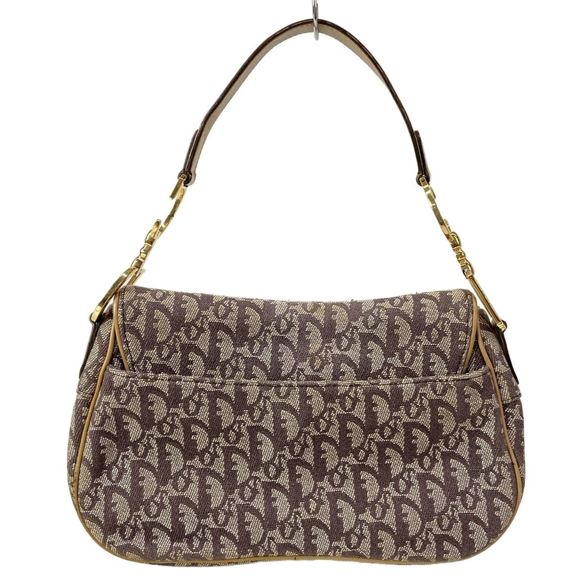 Dior Double Saddle Bag Ivory Dark Brown Beige Leather — view 3