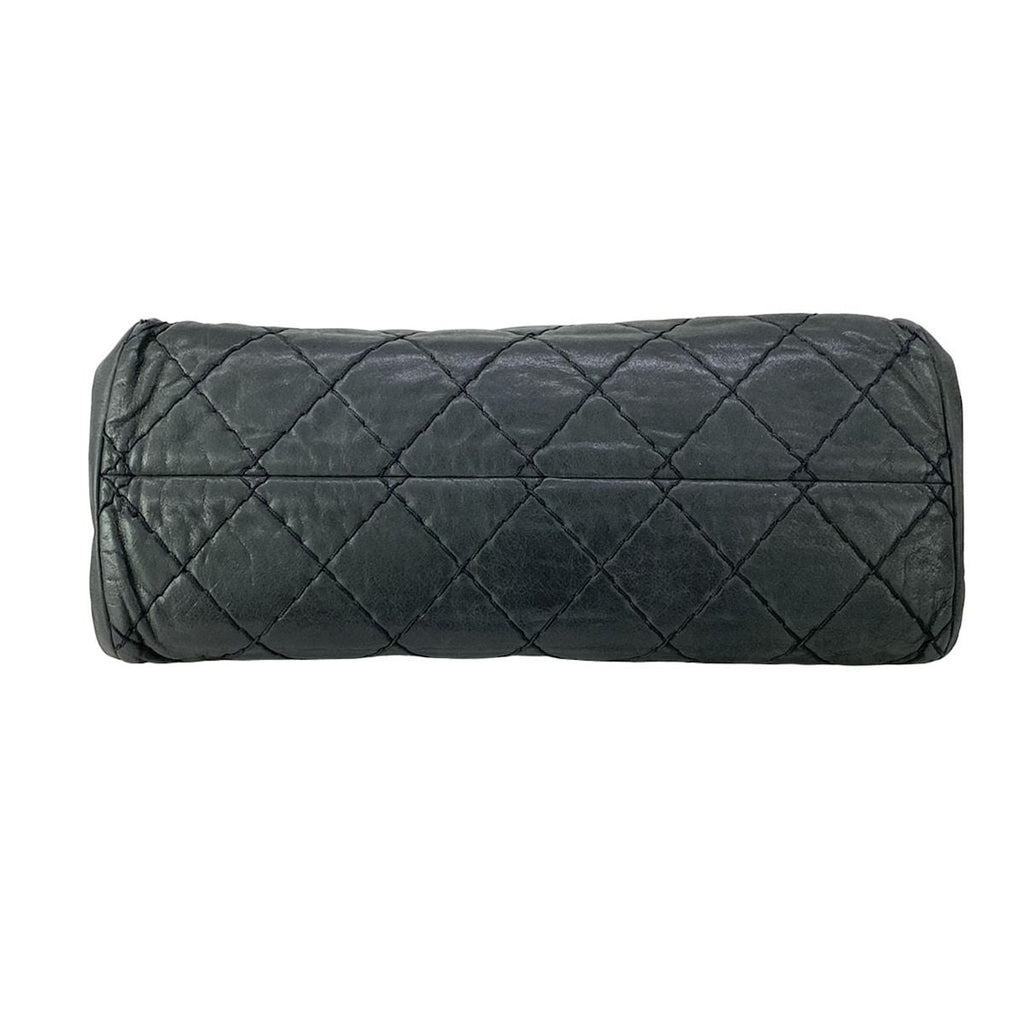 Chanel Shoulder Bag Mademoiselle Bowling Black Chain Silver Leather — view 5