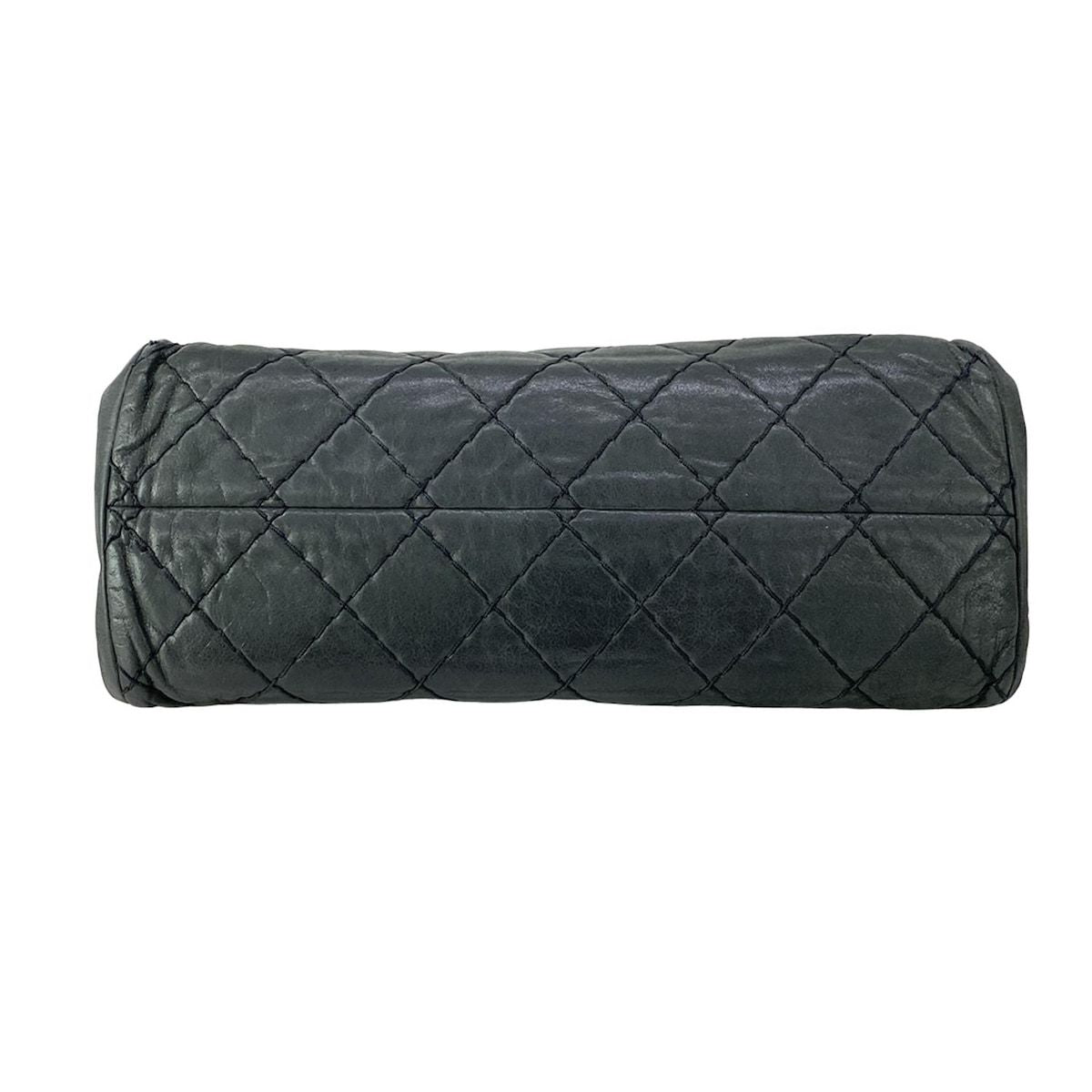 Chanel Shoulder Bag Mademoiselle Bowling Black Chain Silver Leather — view 5
