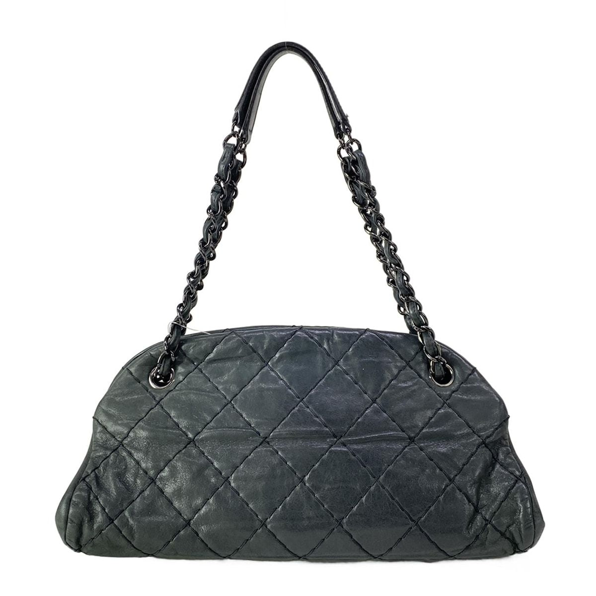 Chanel Shoulder Bag Mademoiselle Bowling Black Chain Silver Leather — view 3