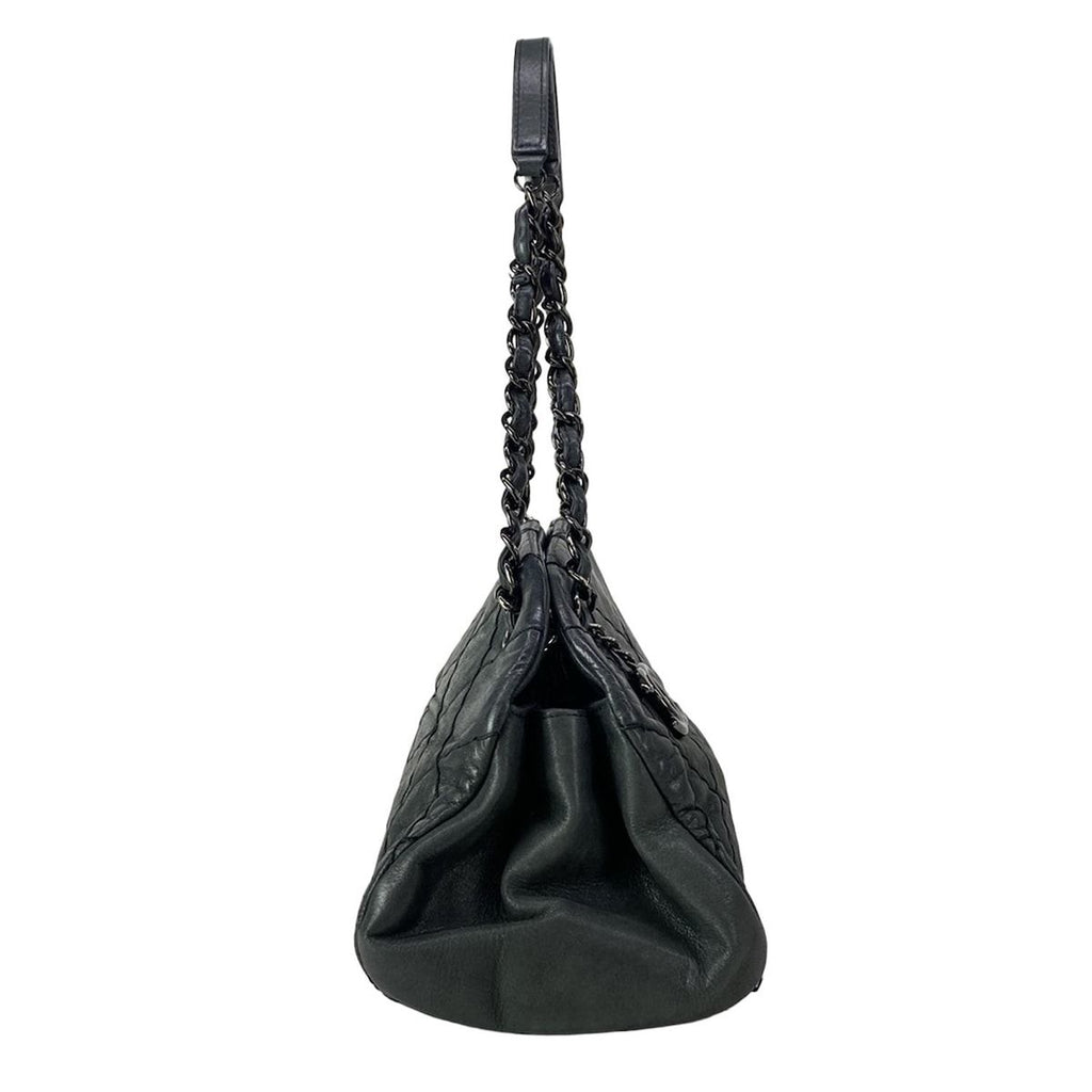 Chanel Shoulder Bag Mademoiselle Bowling Black Chain Silver Leather — view 2