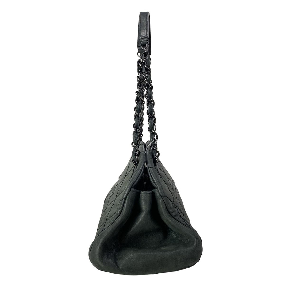 Chanel Shoulder Bag Mademoiselle Bowling Black Chain Silver Leather — view 4