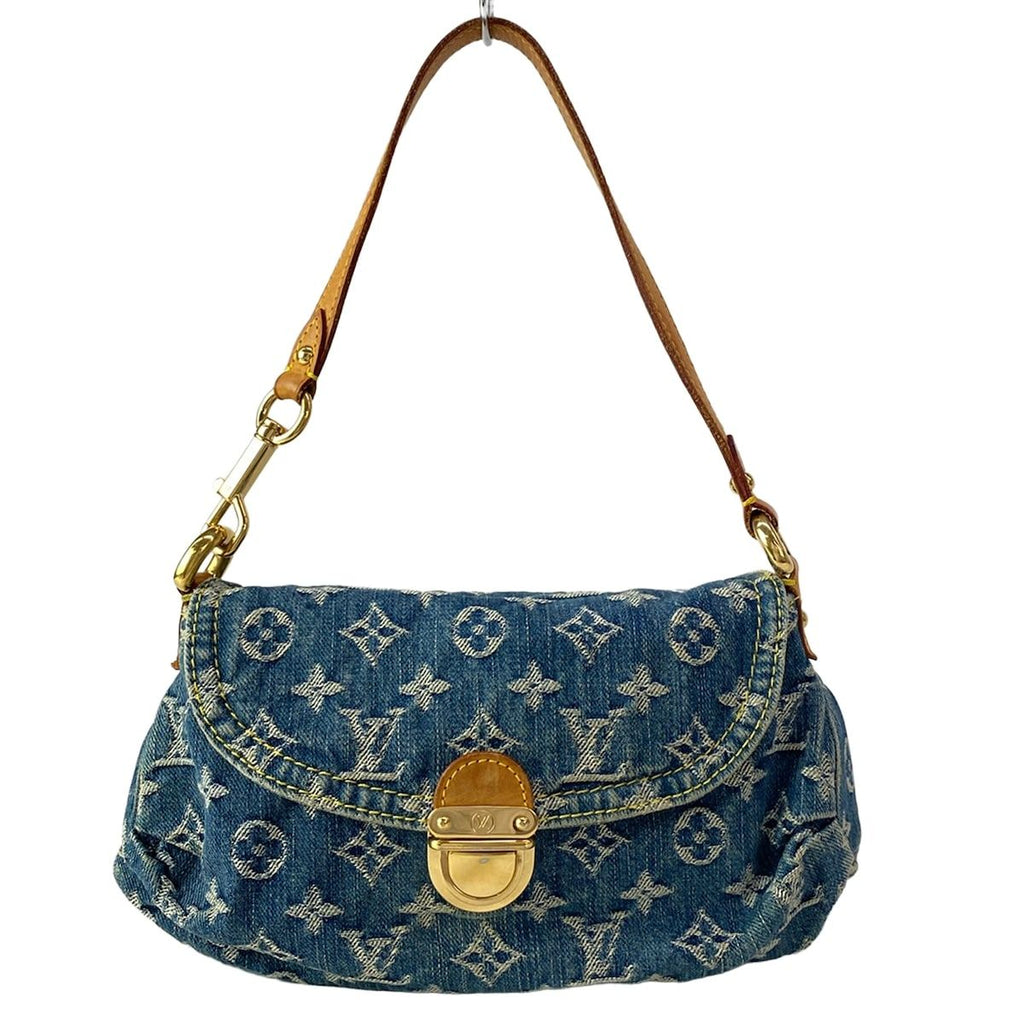Louis Vuitton Shoulder Bag Monogram Denim Mini Pleaty Blue Cotton