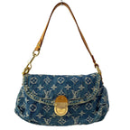 Louis Vuitton Shoulder Bag Monogram Denim Mini Pleaty Blue Cotton
