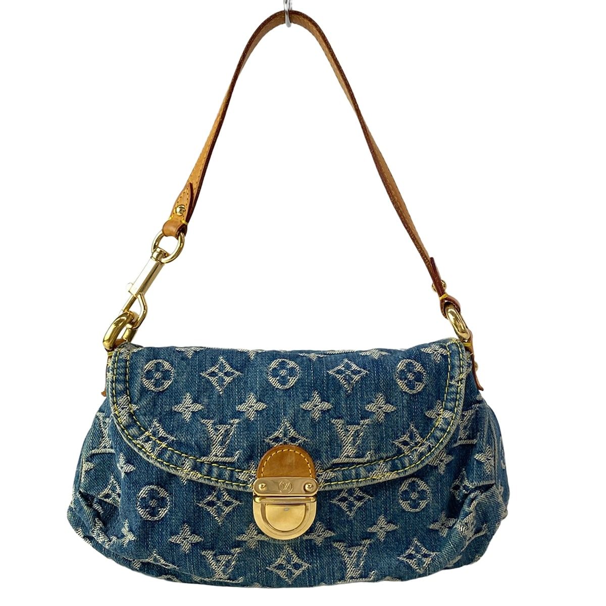 Louis Vuitton Shoulder Bag Monogram Denim Mini Pleaty Blue Cotton
