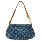 Louis Vuitton Shoulder Bag Monogram Denim Mini Pleaty Blue Cotton — view 3