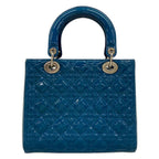 Dior Handbag Lady Bag Blue Leather — view 3