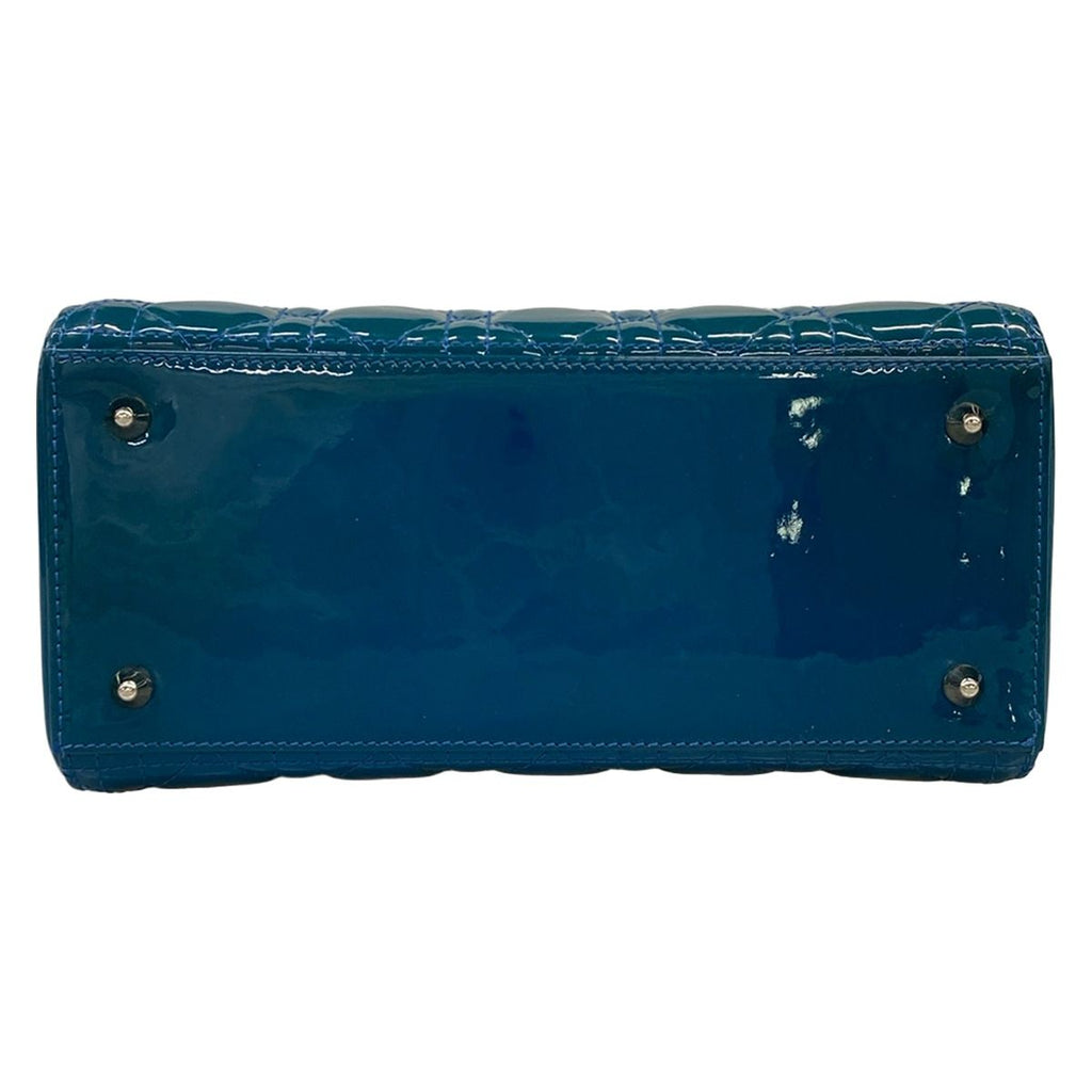 Dior Handbag Lady Bag Blue Leather — view 5