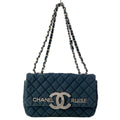 Chanel Shoulder Bag Single Flap Quilted Navy Chain Silver Cruise Line