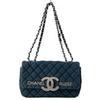 Chanel Shoulder Bag Single Flap Quilted Navy Chain Silver Cruise Line