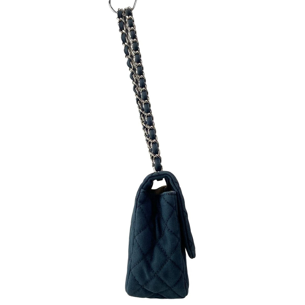 Chanel Shoulder Bag Single Flap Quilted Navy Chain Silver Cruise Line — view 2
