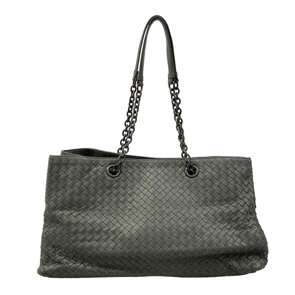 Bottega Veneta Tote Intrecciato Dark Gray Leather