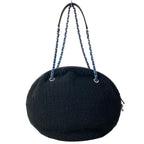 Chanel Shoulder Bag Deauville Line Black Blue Pink Chain Silver Leather — view 3