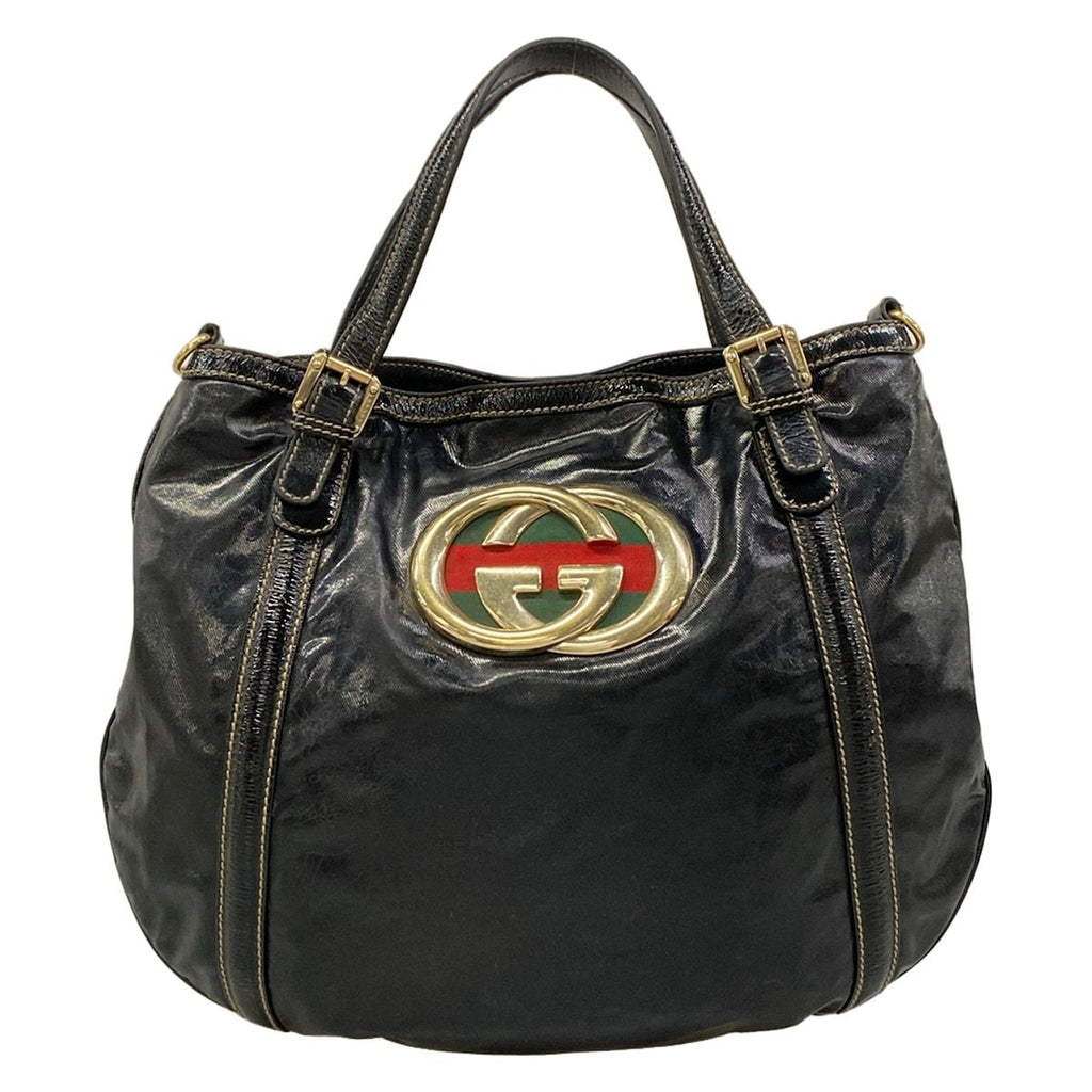 Gucci Tote Brit Black Leather