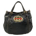 Gucci Tote Brit Black Leather