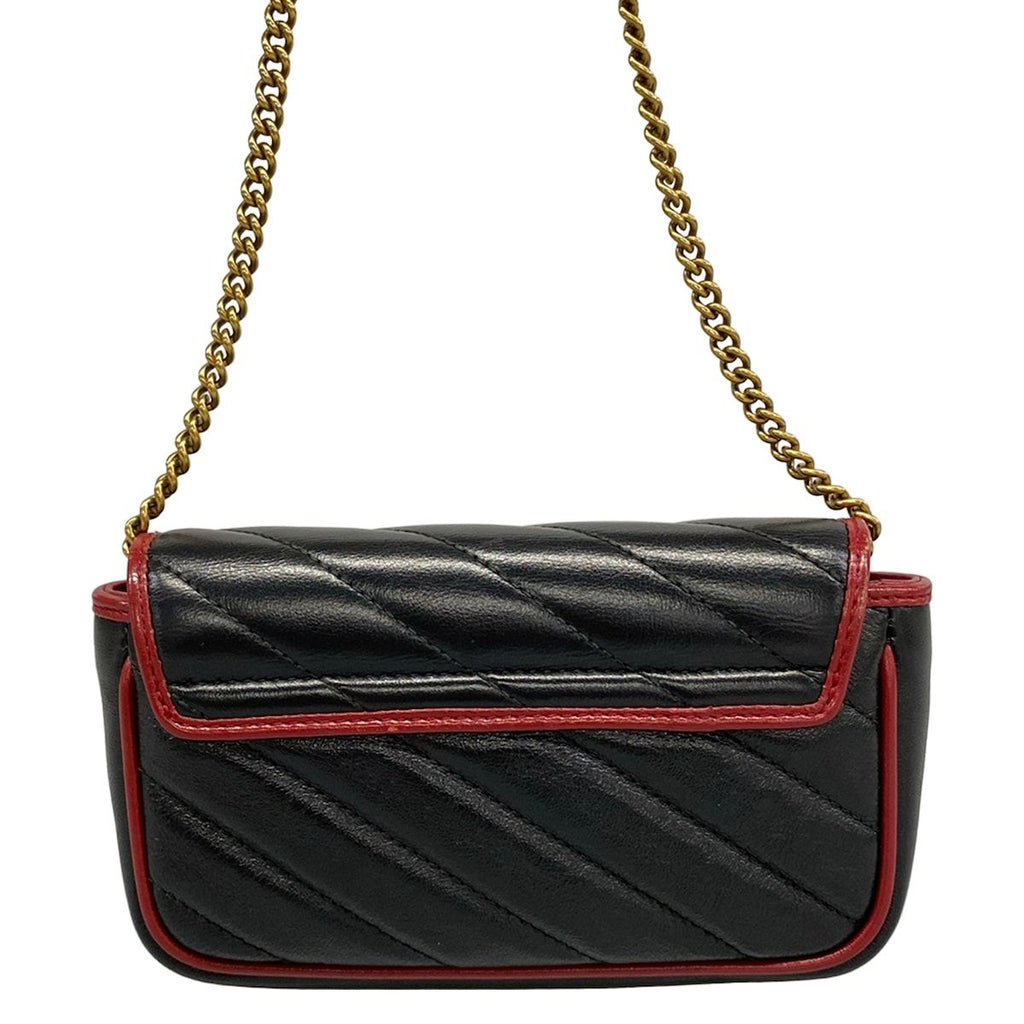 Gucci Shoulder Bag Marmont Black Red Chain Leather — view 3
