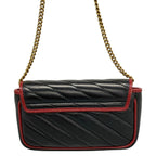 Gucci Shoulder Bag Marmont Black Red Chain Leather — view 3