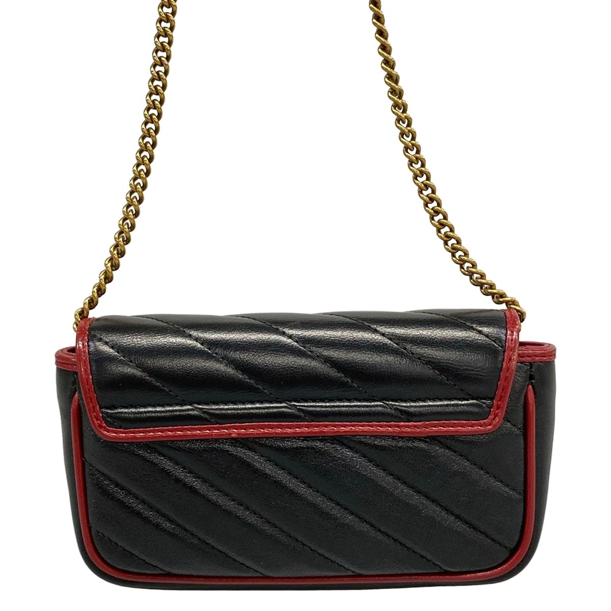 Gucci Shoulder Bag Marmont Black Red Chain Leather — view 3