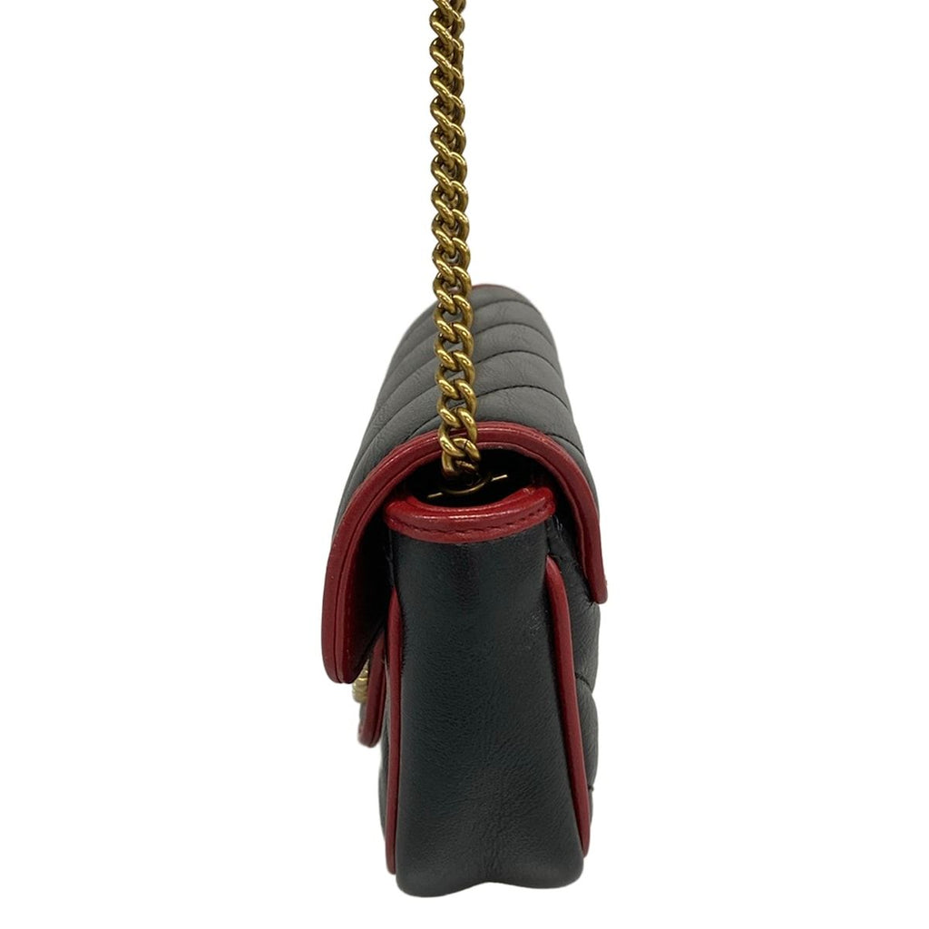 Gucci Shoulder Bag Marmont Black Red Chain Leather — view 4