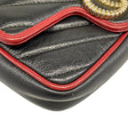 Gucci Shoulder Bag Marmont Black Red Chain Leather — view 6