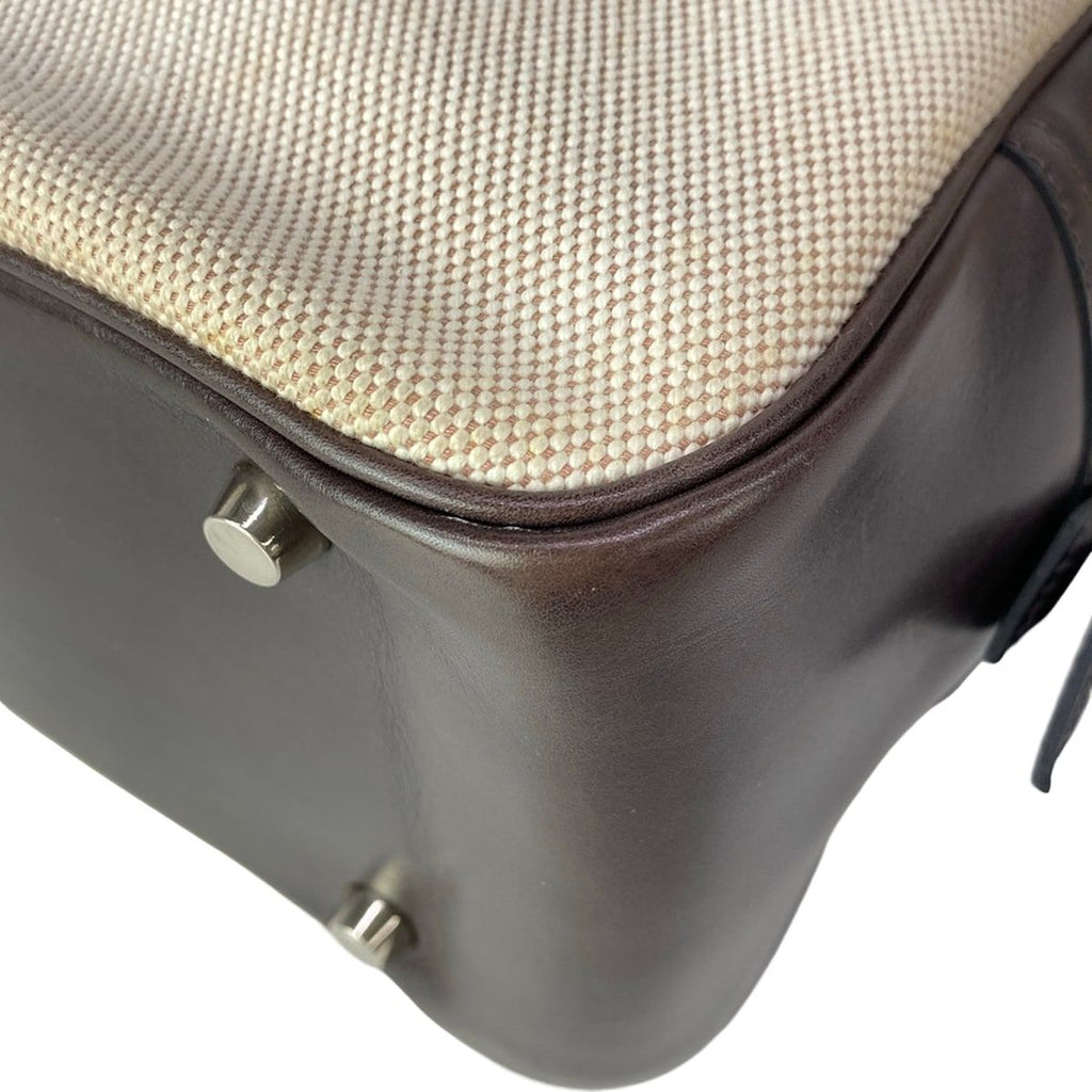 Hermes Handbag Plume 32 Ivory Dark Brown Silver — view 9