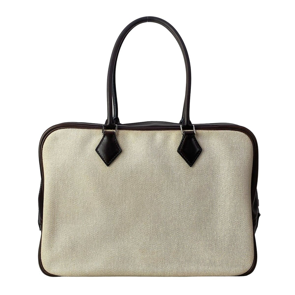 Hermes Handbag Plume 32 Ivory Dark Brown Silver — view 3