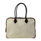 Hermes Handbag Plume 32 Ivory Dark Brown Silver