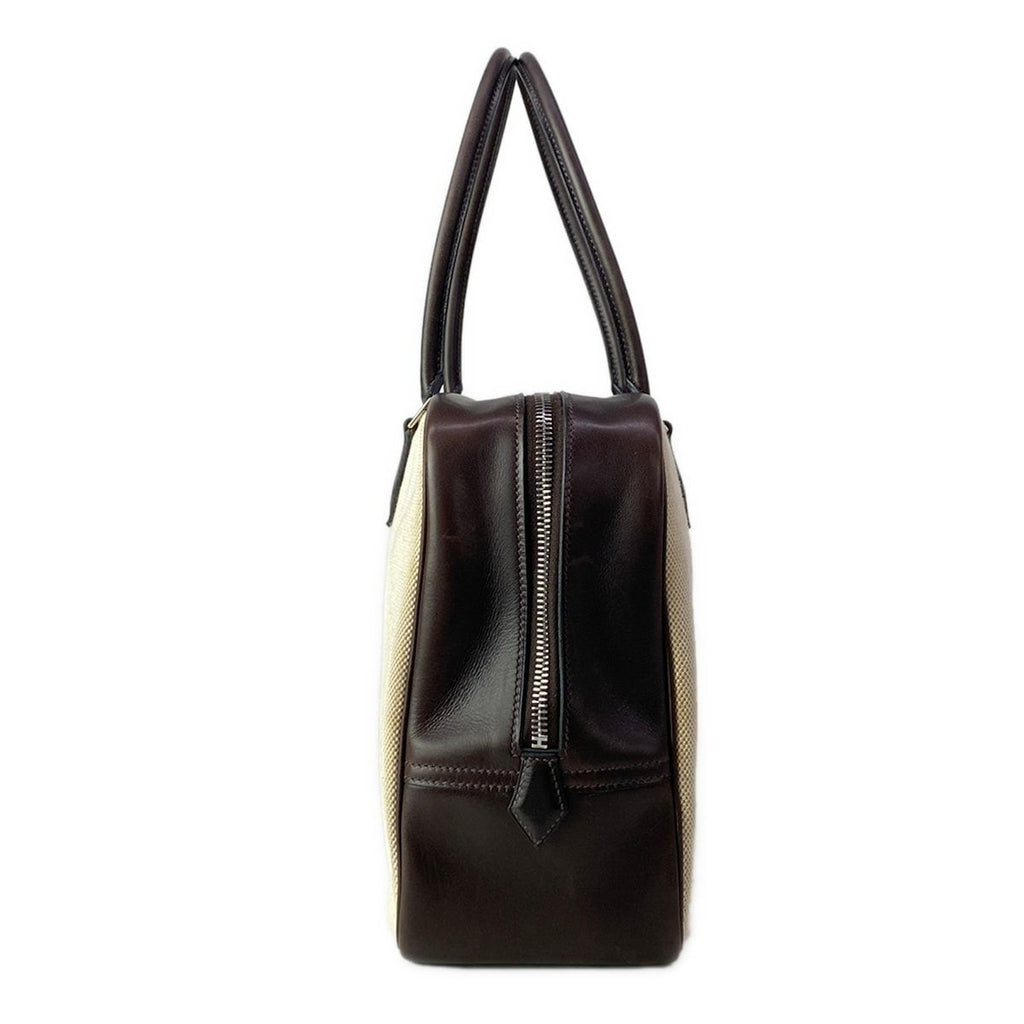 Hermes Handbag Plume 32 Ivory Dark Brown Silver — view 4