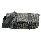 Dior Shoulder Bag Trotter Black Ivory Dark Gray Leather