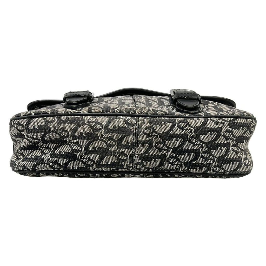 Dior Shoulder Bag Trotter Black Ivory Dark Gray Leather — view 5
