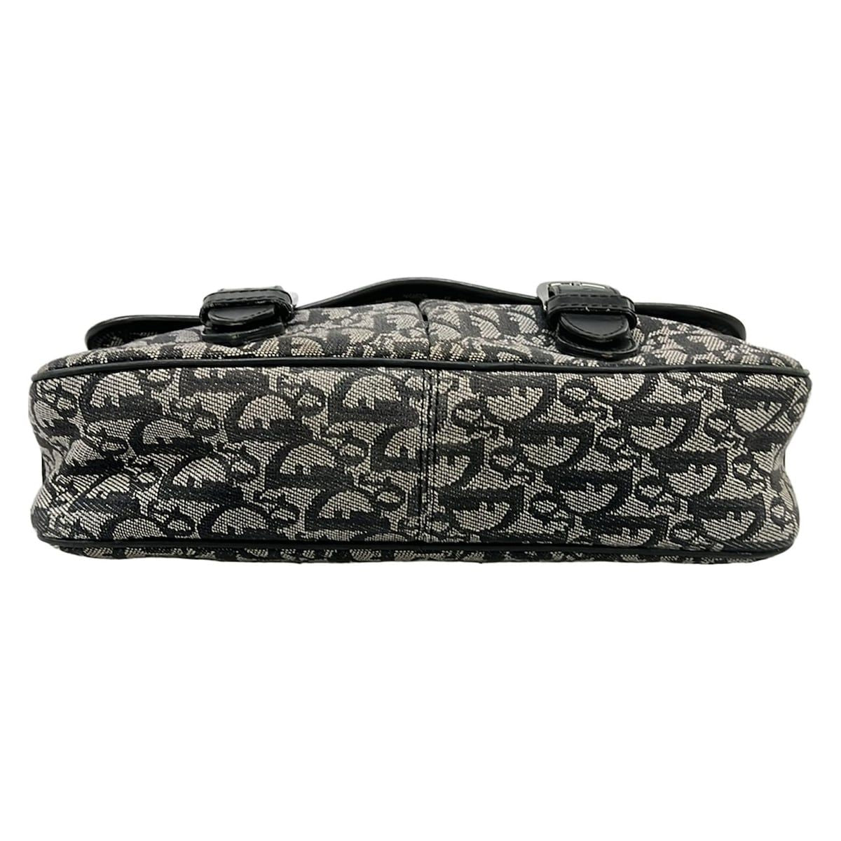 Dior Shoulder Bag Trotter Black Ivory Dark Gray Leather — view 5