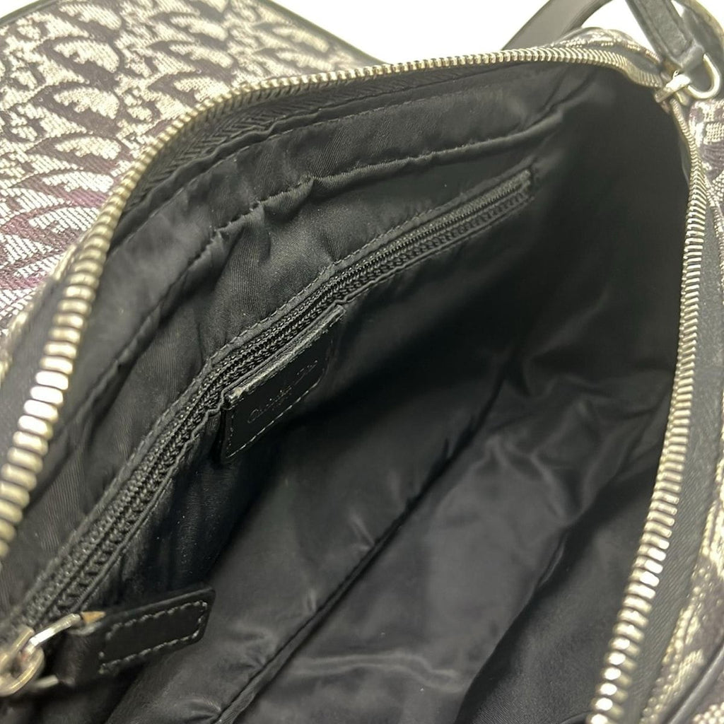 Dior Shoulder Bag Trotter Black Ivory Dark Gray Leather — view 7