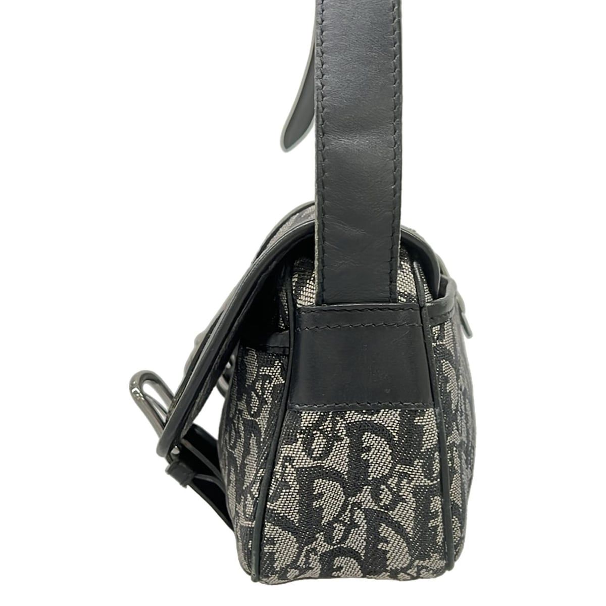 Dior Shoulder Bag Trotter Black Ivory Dark Gray Leather — view 4