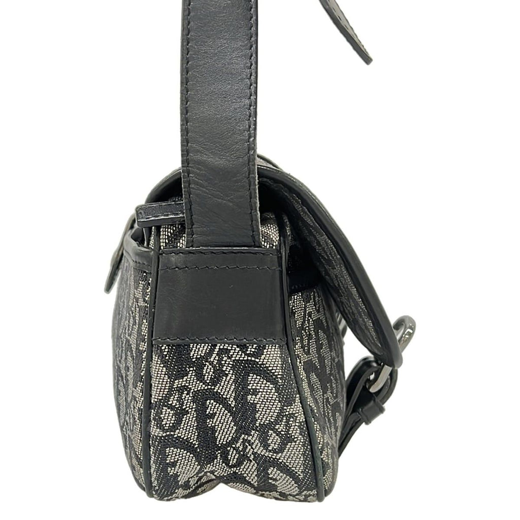 Dior Shoulder Bag Trotter Black Ivory Dark Gray Leather — view 2