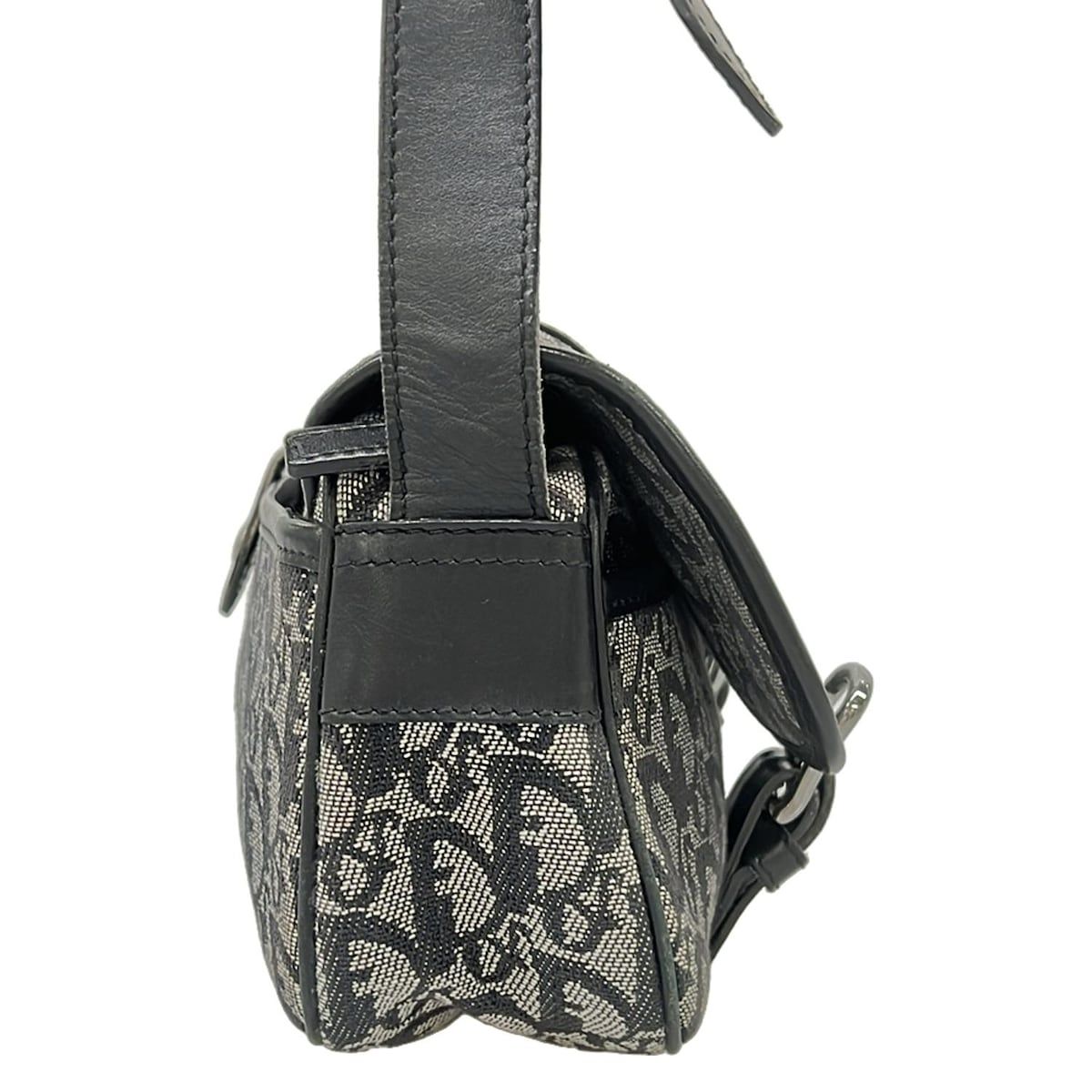 Dior Shoulder Bag Trotter Black Ivory Dark Gray Leather — view 2
