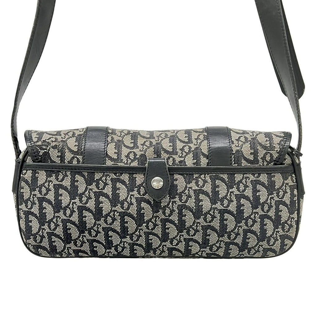 Dior Shoulder Bag Trotter Black Ivory Dark Gray Leather — view 3
