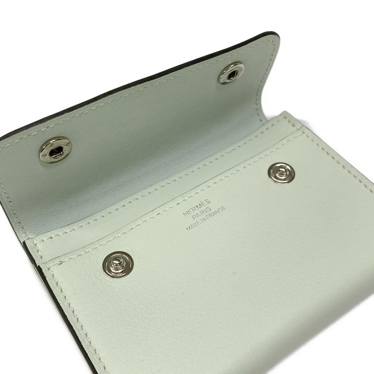 Hermes Business Card Holder Nap Vert Peppermint Strap Removable — view 9