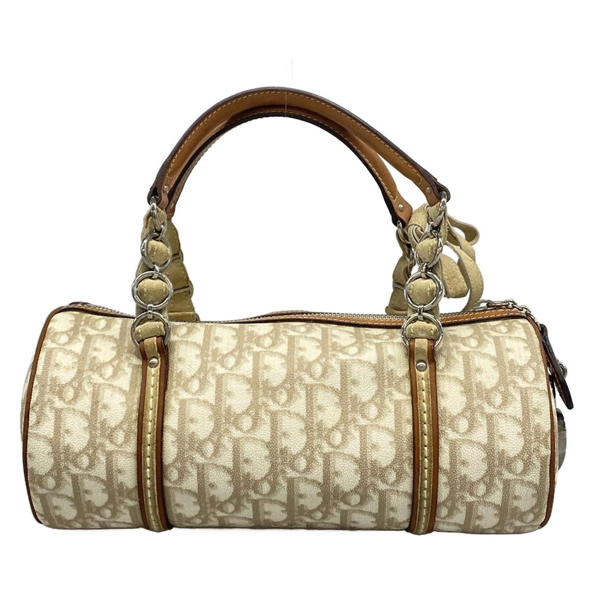 Dior Handbag Trotter Romantic Ivory Beige Brown Ribbon Leather — view 3