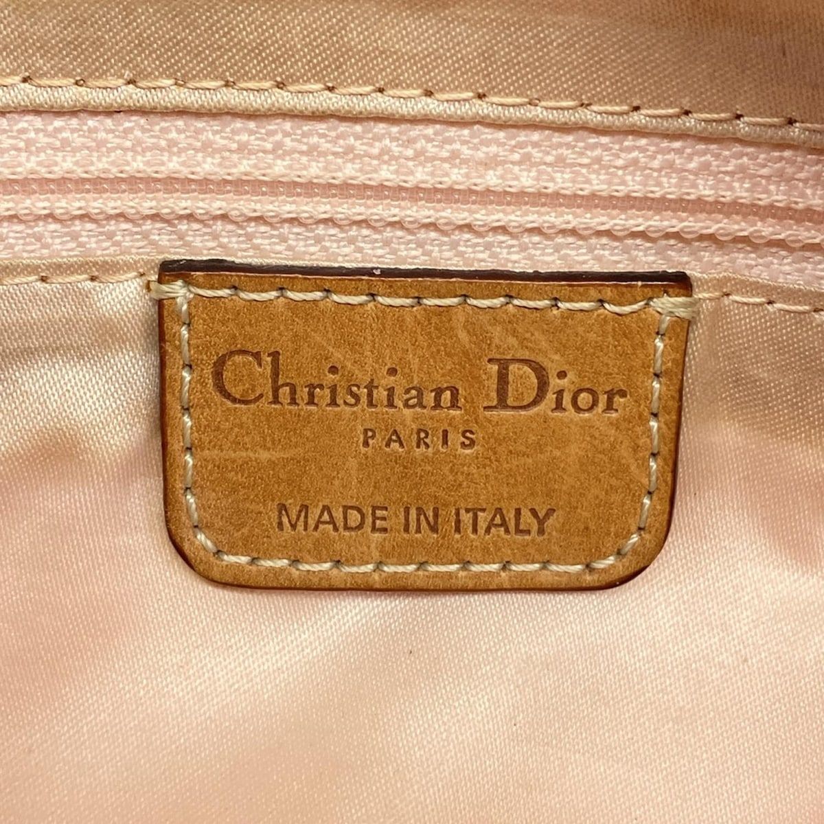 Dior Handbag Trotter Romantic Ivory Beige Brown Ribbon Leather — view 8