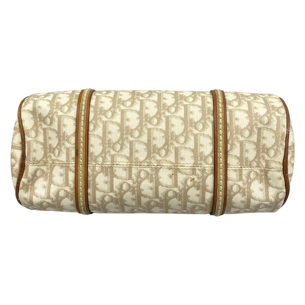 Dior Handbag Trotter Romantic Ivory Beige Brown Ribbon Leather — view 5