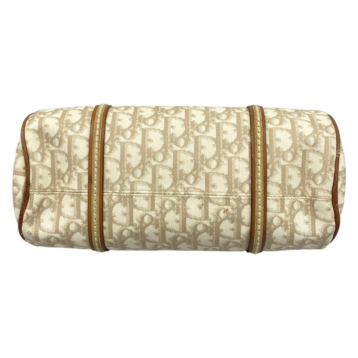Dior Handbag Trotter Romantic Ivory Beige Brown Ribbon Leather — view 5