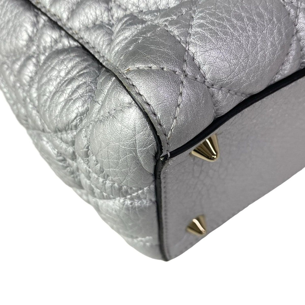 Dior Handbag Lady Bag Silver Leather — view 6