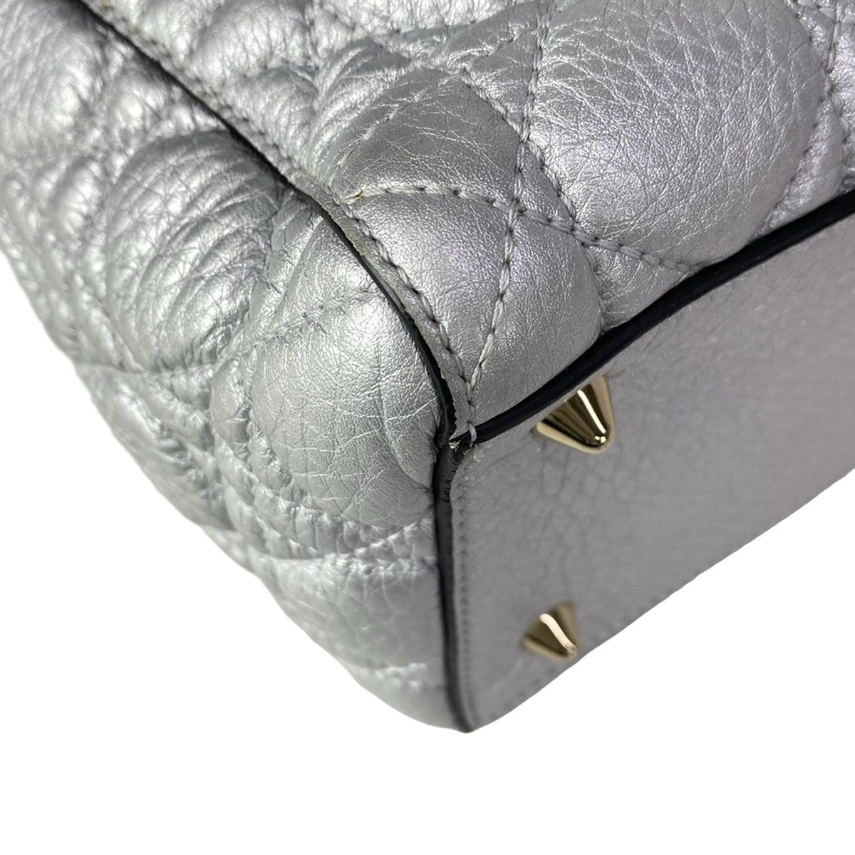 Dior Handbag Lady Bag Silver Leather — view 6