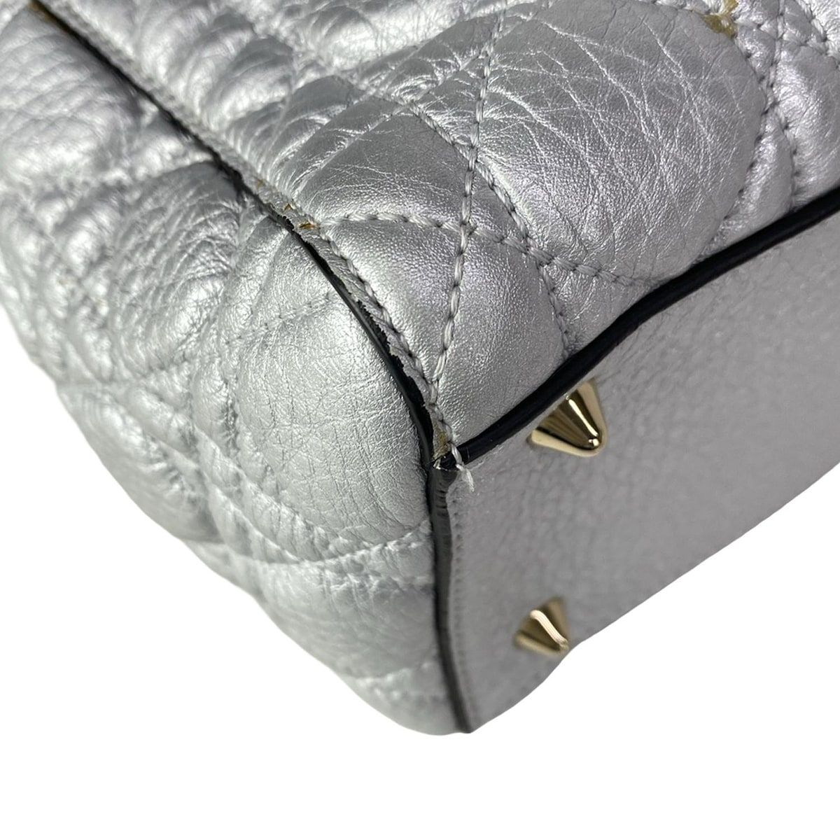 Dior Handbag Lady Bag Silver Leather — view 8